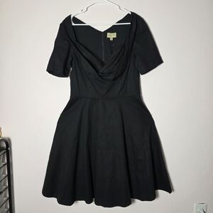 Lindy Bop Sloane Black Fit & Flare Dress US 12 Retro Pinup Rockabilly NWT